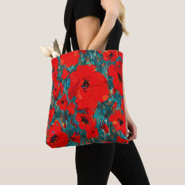 Vild Red Poppy Fält Tygkasse