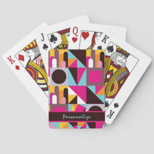 Vild Retro Geometric Mönster Shock rosa Blue Black Casinokort