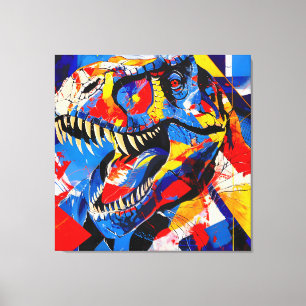 Vild Retro T-rex Dinosaur Fusion Canvastryck