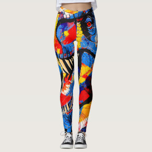 Vild Retro T-rex Dinosaur Fusion Leggings