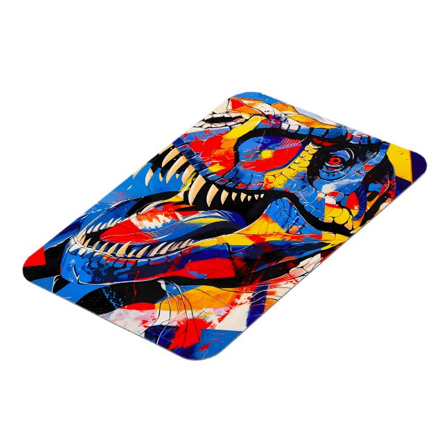 Vild Retro T-rex Dinosaur Fusion Magnet (Vänstra Sidan)