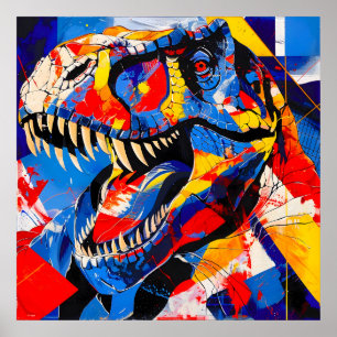 Vild Retro T-rex Dinosaur Fusion Poster
