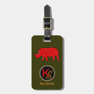 vild rhinoceros add namn. monogram bagagebricka