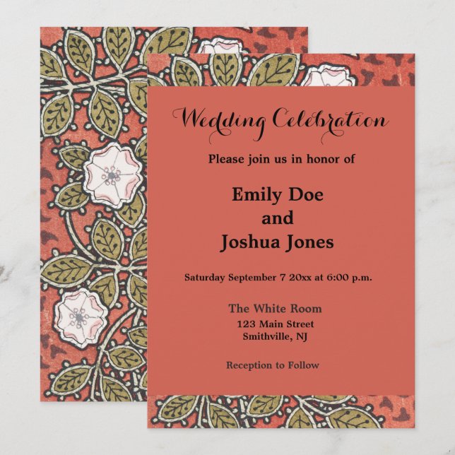 Vild Ro Art Illustration Flower Vintage Inbjudningar (Fram/baksida)