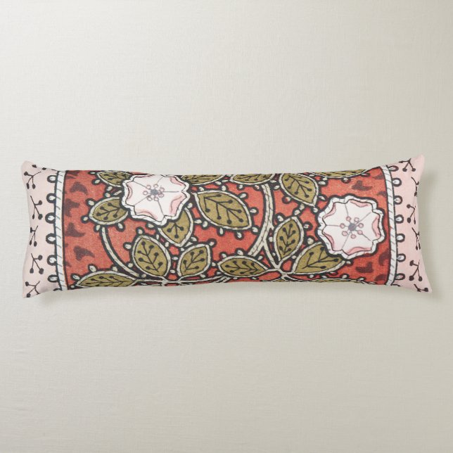 Vild Ro Art Illustration Flower Vintage Kroppskudde (Baksidan)