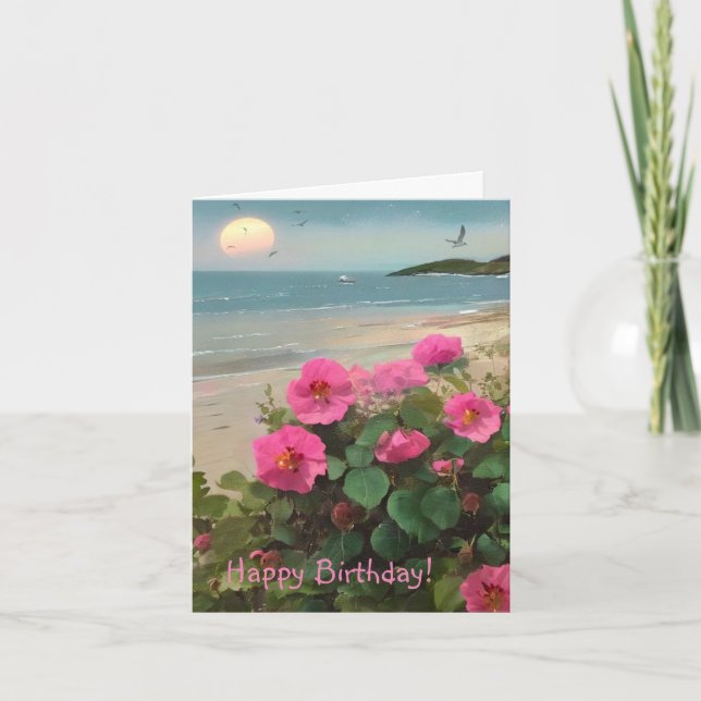 Vild Ro Beach Birthday Kort (Framsida)