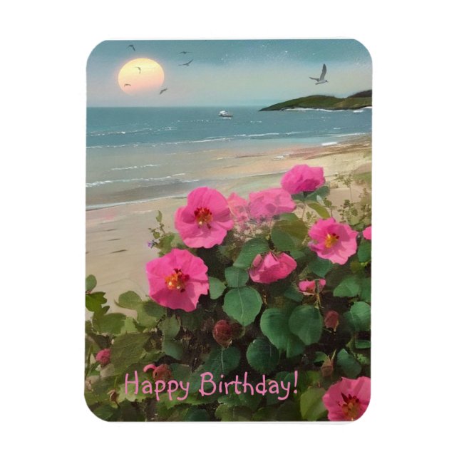 Vild Ro Beach Birthday Magnet (Vertikal)