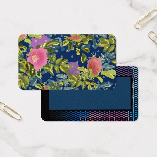 Vild ro, blå bakgrund, vild ro, rosor, rosa visitkort (Kontor)