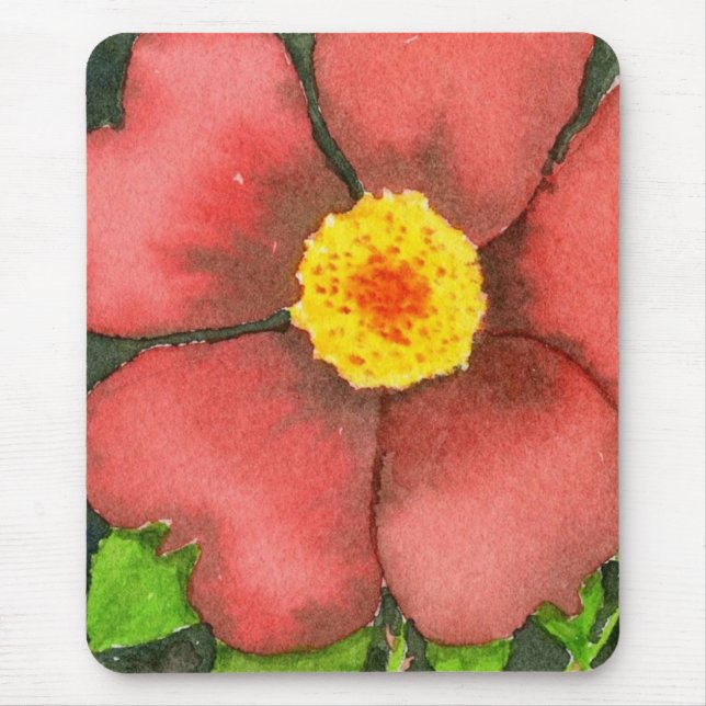 "Vild Ro" Blommigt Mousepad Musmatta (Framsidan)