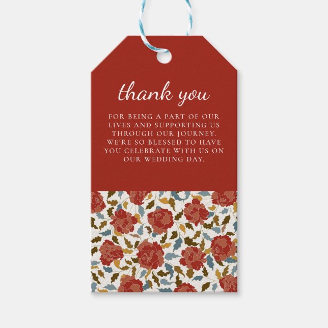 Vild Ro Blommigt Petals Garden Affair Bröllop Presentetikett (Framsidan)