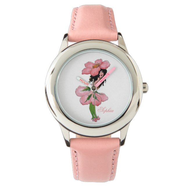 Vild Ro Cute Flower Child Blommigt Funny Girl Armbandsur (Framsida)