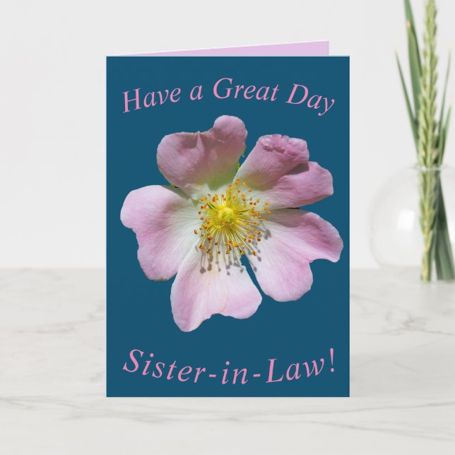 Vild Ro Flower Birthday Card for Sister in Law Kort (Framsida)