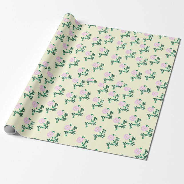 Vild Ro Flower Presentpapper (Utrullad)