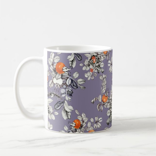 Vild Ro Grenar: Lila Mönster. Kaffemugg (Vänster)