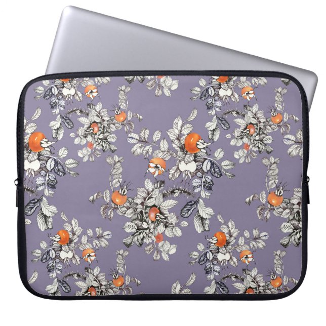 Vild Ro Grenar: Lila Mönster. Laptop Fodral (Framsidan)