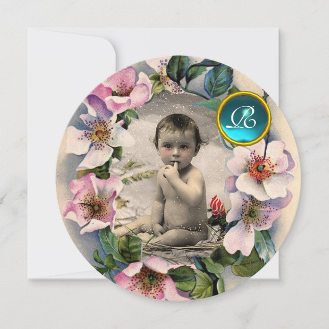 VILD RO,LAGRINGSFÄLT BABY SHOWER FOTO-MALL INBJUDNINGAR (Framsida)