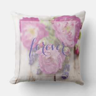 Vild Ro & Lavender sommarblomma Bröllop Forever Kudde
