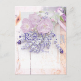 Vild Ro & Lavender, sommarblomma Bröllop OSA Inbjudan Vykort