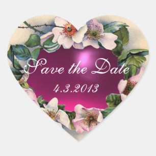 VILD RO MED ROSA FUCHSIA GEM STONE Spara Date Hjärtformat Klistermärke
