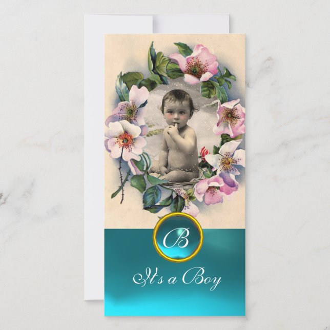 VILD RO OCH AQUA BLUE GEM MONOGRAM MEDDELANDE (Framsida)