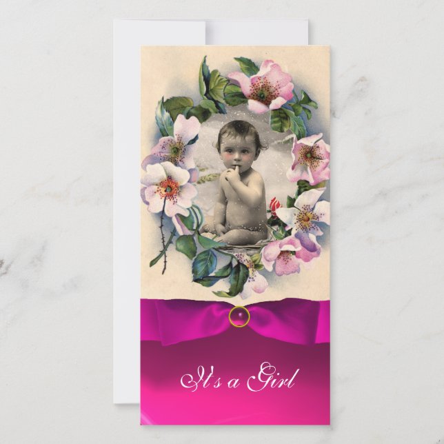 VILD RO OCH ROSA RIBBON BABY SHOWER MEDDELANDE (Framsida)