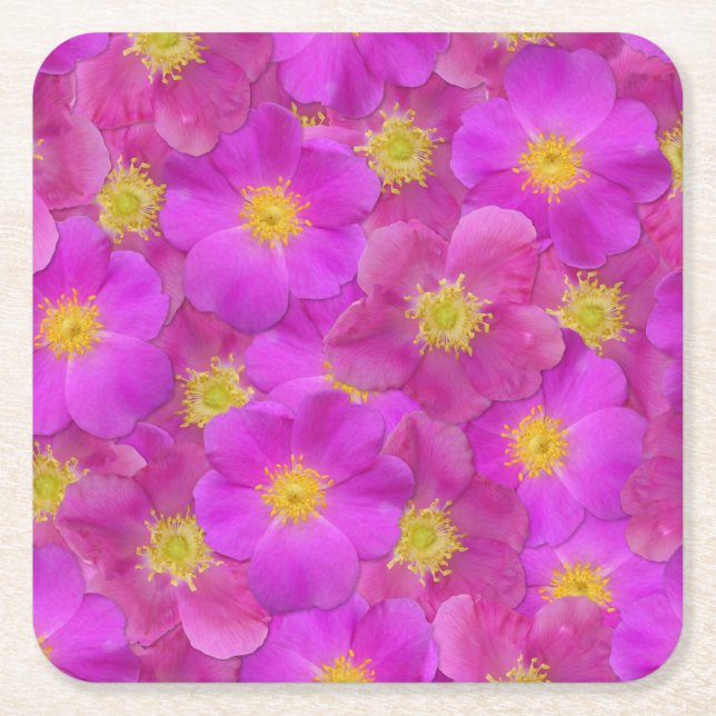 Vild Ro sjölösa Mönster Underlägg Papper Kvadrat (Framsidan)