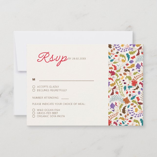 Vild Ro Skogen Exotisk Blomsterträdgård Bröllop OSA Kort (Framsida)