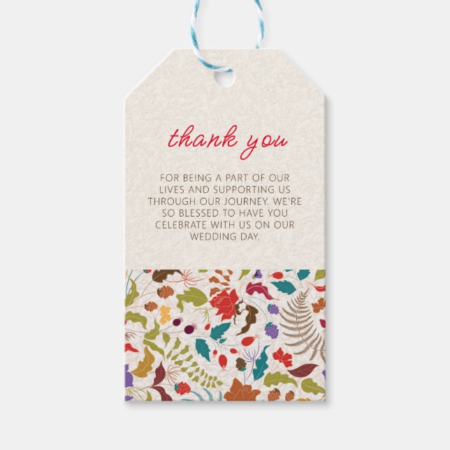 Vild Ro Skogen Exotisk Blomsterträdgård Bröllop Presentetikett (Framsidan)