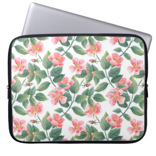 Vild ro, vattenfärgen, sömlös mönster. Blommor Laptop Fodral