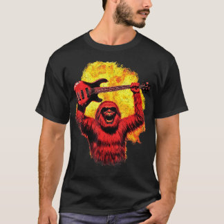 Vild Rockstjärna Eldklot Gitarr Sasquatch Vintage T Shirt