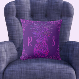 Vild Roligt Grönt Lila Ljusfärgad ananas Kudde