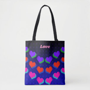 Vild Roligt Neon Colorful Hearts Mönster Kärlek De Tygkasse