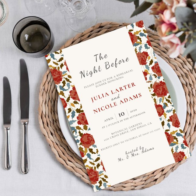 Vild Ros Blommig Trädgårdsaffär Övningsmiddag Inbjudningar (Skapare uppladdad)