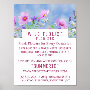 Vild Rosa Blommigt, Floristry Advertising Poster