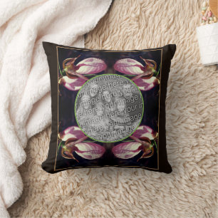 Vild Rosa Dam Slipper Orchid Ram Lägg till foto Kudde