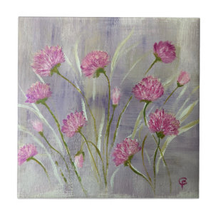 Vild Rosa Flowers Kakelplatta