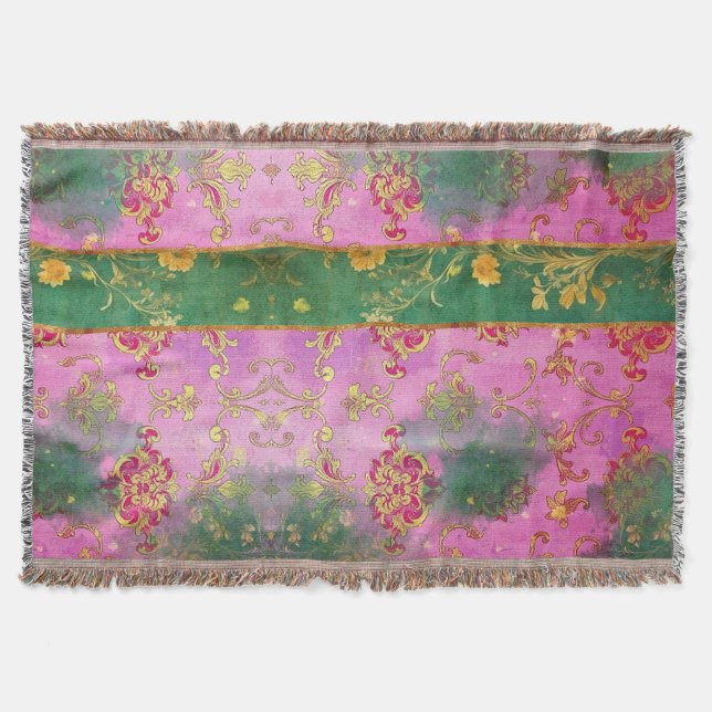 Vild Rosa Grunge Damask - Blanket Filt (Framsidan)