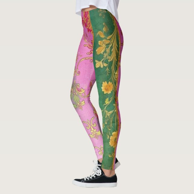 Vild Rosa Grunge Damask - Leggings (Vänster)