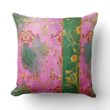 Vild Rosa Grunge Damask - Pillow