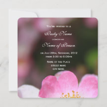 vild rosa ros blomma alla part invitations
