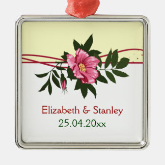 Vild rosa ros blommigt bröllop behåller ornament