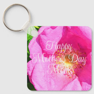 Vild Rosa Ros Foto Bästa Mamma Någonsin Mors Dag Nyckelring