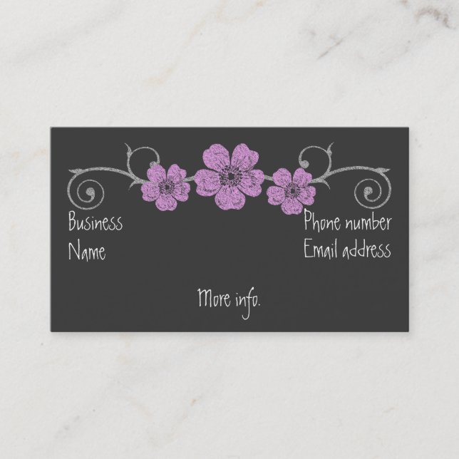 Vild Rosa ros-kalkboard-Affärskort Visitkort (Framsida)