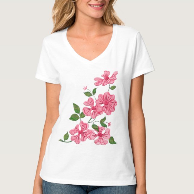 Vild Rosa ros T Shirt (Framsida)