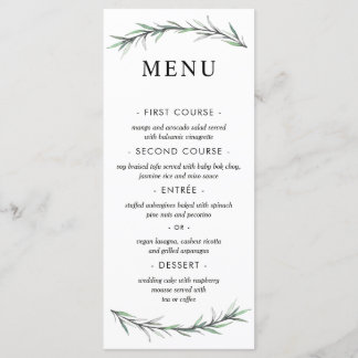 Vild Rosemary Botanical Bröllop Menu Meny