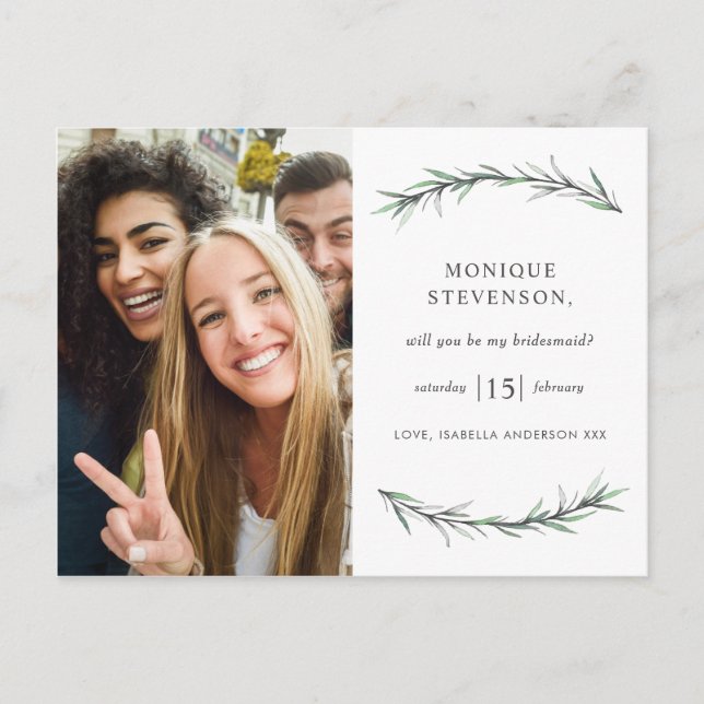 Vild Rosemary Botanical, kommer du att bli min Bri Inbjudan Vykort (Framsida)