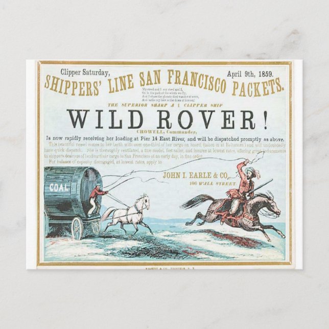 Vild Rover Clipper Sailing frakt Vykort (Framsida)