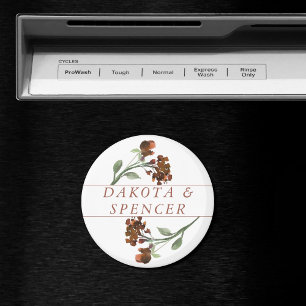 Vild Rustic Flowers   Bränd Orange Blommigt Bröllo Magnet