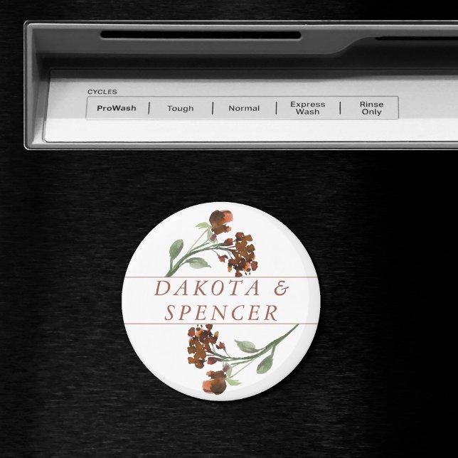 Vild Rustic Flowers | Bränd Orange Blommigt Bröllo Magnet (Skapare uppladdad)