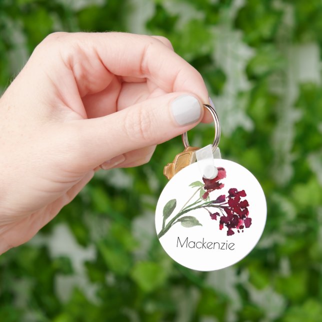 Vild Rustic Flowers | Bränd Orange Blommigt Bröllo Nyckelring (Hand)